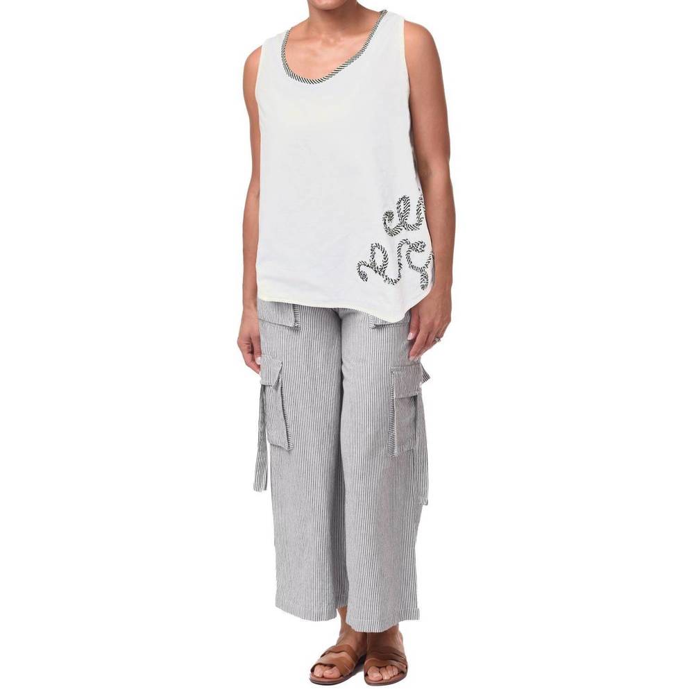 NEW TULIP CLOTHING eileen top in white/ticking